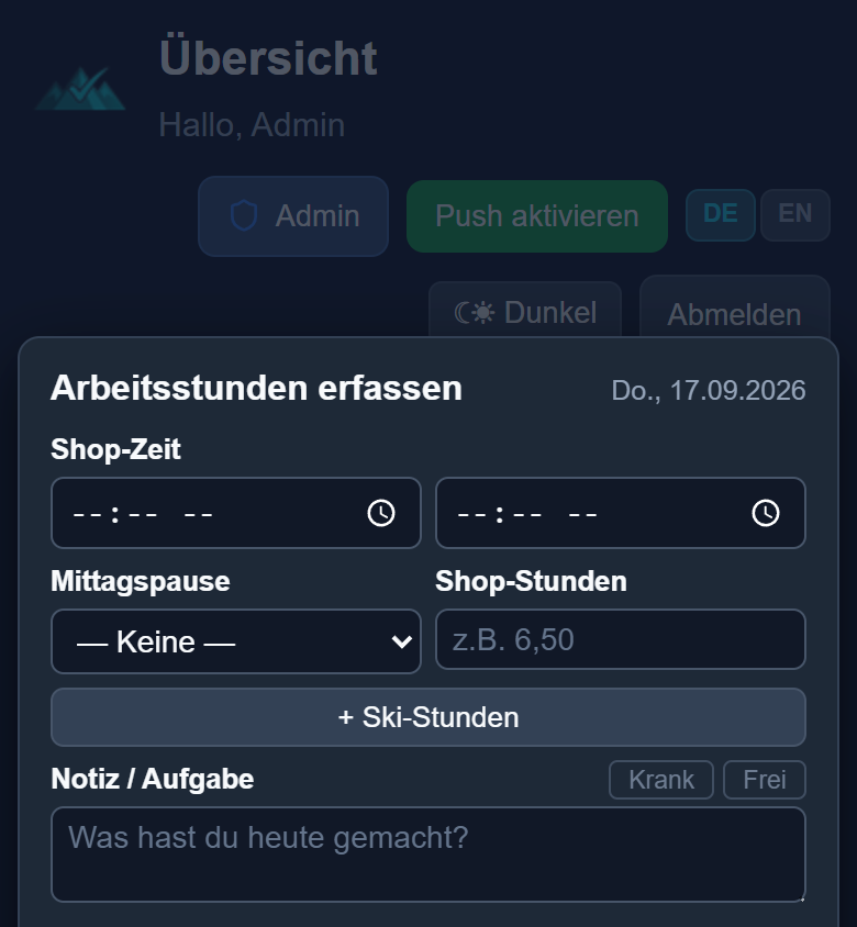 Mobile Stundeneingabe